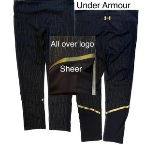 Under Armour Gold Sheer Workout Yoga Leggings Pants EUC